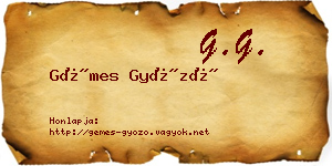 Gémes Győző névjegykártya